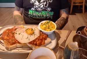 Beans on toast with scrambled tofu at The Vibe in Liverpool