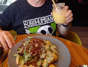 Shroom gyros and sun goddess drink at The Vibe in Liverpool