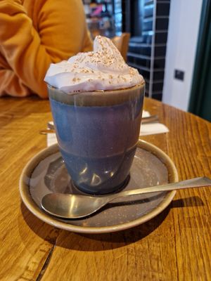 Latte with cream at The Vibe in Liverpool