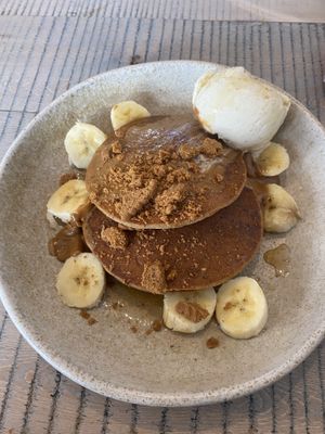 The new biscoff pancakes with nice cream  at The Vibe in Liverpool