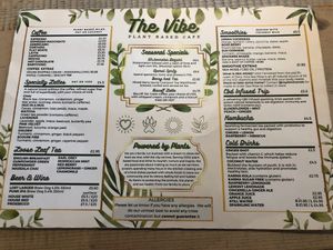 Menu (back) at The Vibe in Liverpool