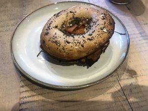 Salmnot bagel with carrot smoked salmon  at The Vibe in Liverpool