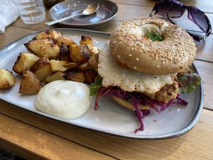Breakie bagel - as good as it looks 🤤   at The Vibe in Liverpool