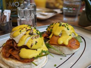 An amazingly brave attempt at a vegan eggs Benedict. I enjoyed it! at The Vibe in Liverpool