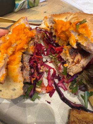 Vegan sausage burger  at The Vibe in Liverpool