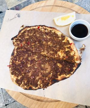 Vegan lahmacun with quince  at Limonita En Moda in Istanbul