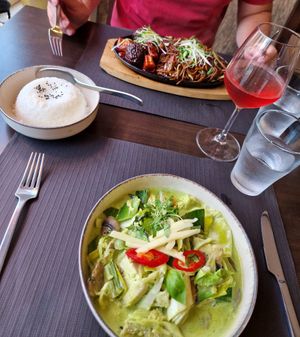 Vegan green curry and the vegetarian Sizzler at The Seasonal in Lagos