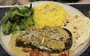 Aubergine Pistachio- made vegan   at The Seasonal in Lagos