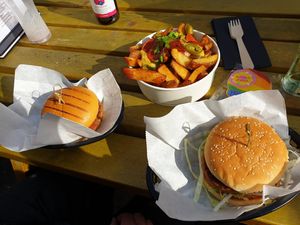 Loaded Pizza Fries and 2 Burgers at The Rainbow Skull in Maidstone