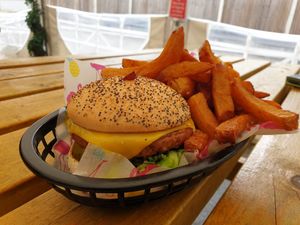Big Mock with Cheez and Fries at The Rainbow Skull in Maidstone
