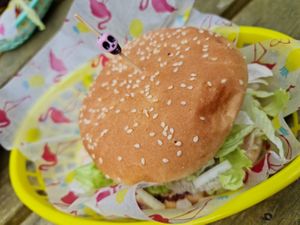 Plain burger at The Rainbow Skull in Maidstone