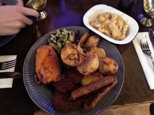 Cjhicken roast with Cauliflower cheese side at The Rainbow Skull in Maidstone