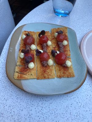 Olive on toast  at Pinchy's in Melbourne
