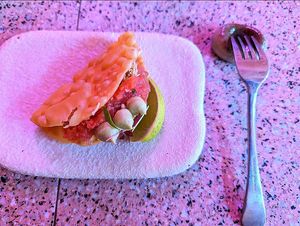 SPICED TOFU TACO
Spicy Tomato and Coriander, Avocado Mousse  at Pinchy's in Melbourne