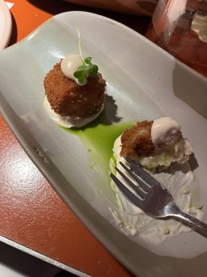 Leek Croquettes w/ vegan truffle aioli  at Pinchy's in Melbourne