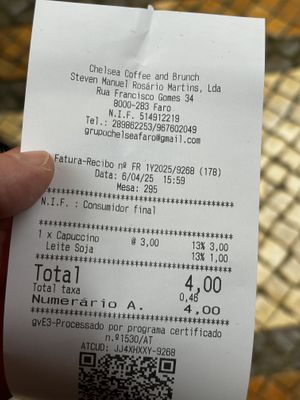 1€ for soymik  at Chelsea Coffee & Brunch in Faro