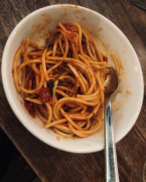 Bucatini alla pomodoro at Fiorella in San Francisco