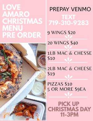 Open Christmas day for pre-ordering only at Love Amaro Pizzeria in Venice