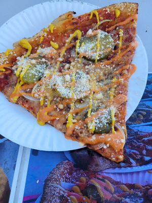Cheese burger pizza at Love Amaro Pizzeria in Venice