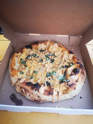 Mac and cheese pizza ..amazingly fresh and tasty! at Love Amaro Pizzeria in Venice