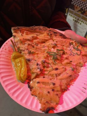 Mac and cheeze slice of pizzaa  at Love Amaro Pizzeria in Venice