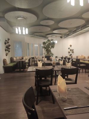 Inside the restaurant at Enzian Vegan Food in Zurich