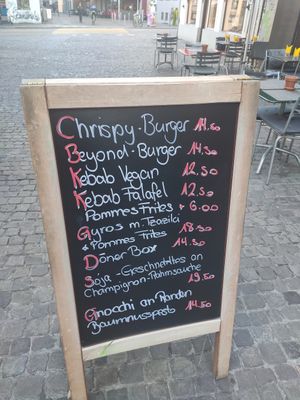 The menu at Enzian Vegan Food in Zurich