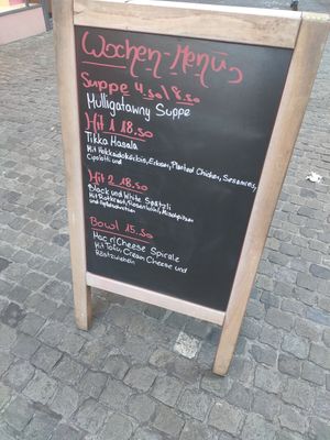The menu of the week at Enzian Vegan Food in Zurich