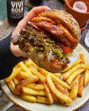 Beyond Burger with Fries  at Enzian Vegan Food in Zurich