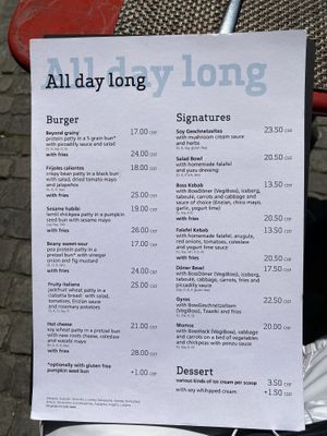 Regular menu  at Enzian Vegan Food in Zurich