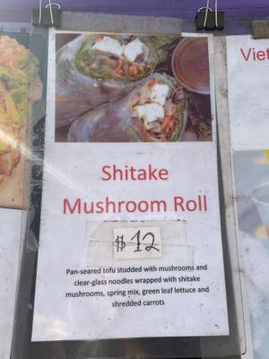 Shiitake mushroom roll at Santa Clara Farmers Market in Santa Clara