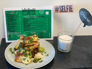 Home made vegan nachos at Brunch Box in Bury