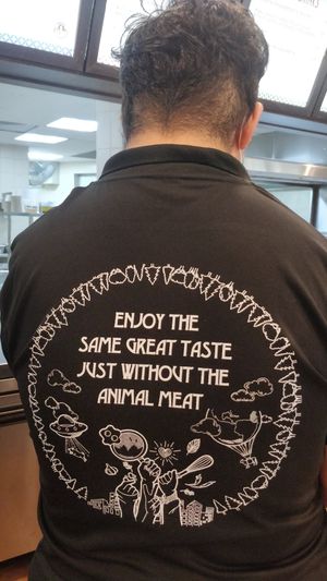 Staff uniform - enjoy the same GREAT taste just without the animal meat at The Social Kitchen - Jurong Bird Park in West Singapore