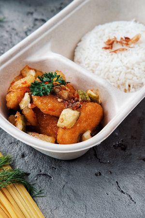 Nuggets in Thai Sauce with Rice at The Social Kitchen - Jurong Bird Park in West Singapore