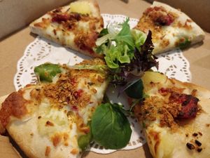 Pizza using vegan mozzarella cheese at The Social Kitchen - Jurong Bird Park in West Singapore