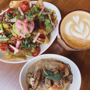 Vegan brunch nachos at Landlocked Baking Company in Indianapolis