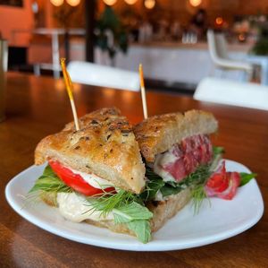 Vegan tomato and cashew cheese sandwhich at Landlocked Baking Company in Indianapolis