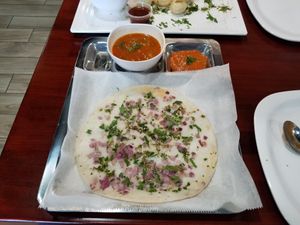 Uttapam with onion amd chili  at Honest in Nashville