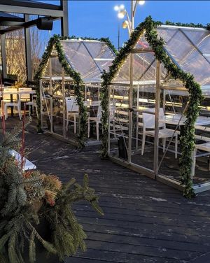 Reserved outdoor winter seating at Public Greens - Keystone Crossing in Indianapolis
