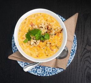 Red lentil soup at Public Greens - Keystone Crossing in Indianapolis