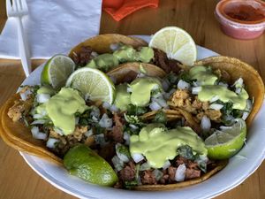 5 taco plate Soooo good at Tacos Veganos in Phoenix