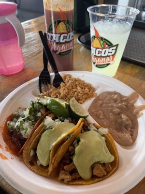 Lunch special $14 - yummy but kinda small portions for the price    at Tacos Veganos in Phoenix