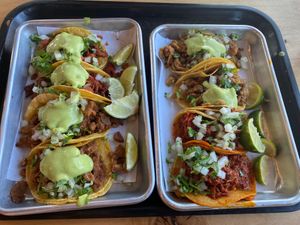 2x each taco; Asada, al pastor, pollo, birria  at Tacos Veganos in Phoenix