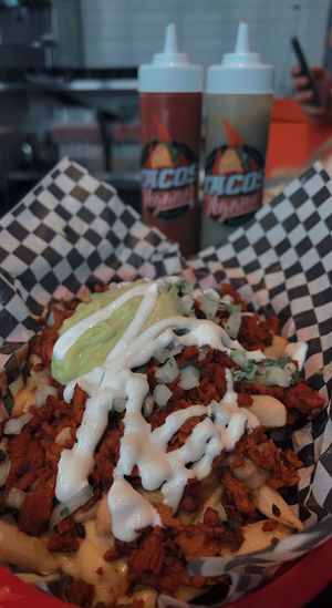 Loaded fries. Incredible  at Tacos Veganos in Phoenix