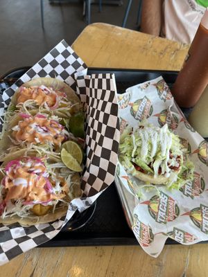 Baja cauli tacos and sope  at Tacos Veganos in Phoenix