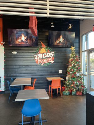 Inside is all decked out for Navidad  at Tacos Veganos in Phoenix