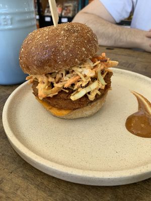 Spicy chicken burger   at Swallow Coffee Traders in Rockdale