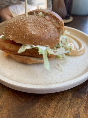 Fish burger   at Swallow Coffee Traders in Rockdale