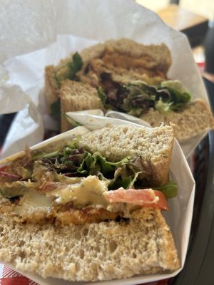 The Fun Guy (special: crispy oyster mushroom, herb aioli & salad  at Swallow Coffee Traders in Rockdale