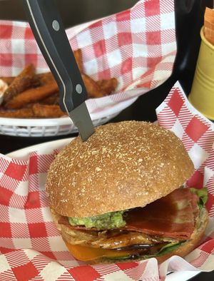 Vegan “Bacon” and “egg” roll  at Swallow Coffee Traders in Rockdale